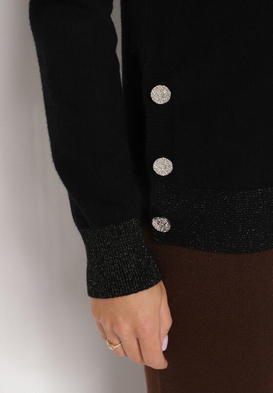 Czarny Sweter z Guzikami z Boku Tusiana 5