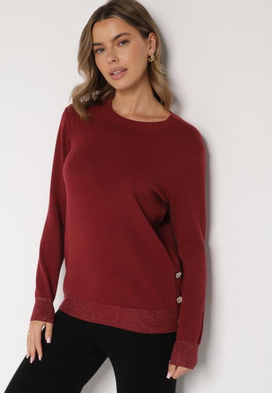 Czerwony Sweter z Guzikami z Boku Tusiana 1