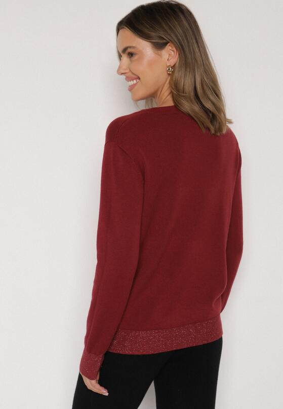 Czerwony Sweter z Guzikami z Boku Tusiana 3