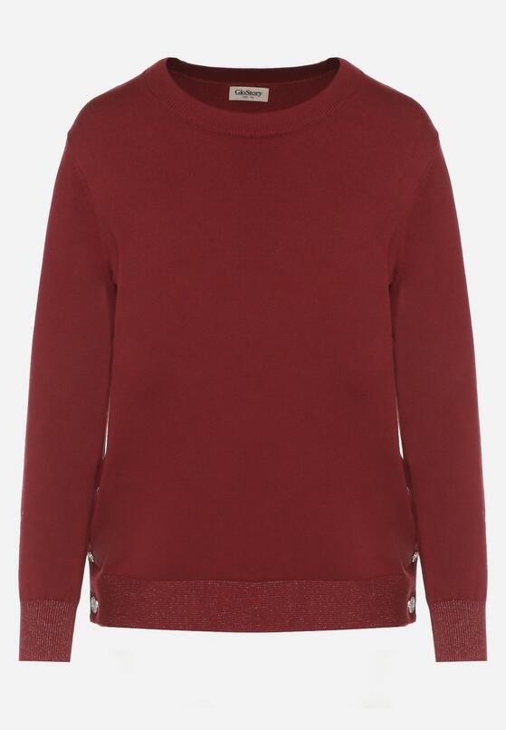 Czerwony Sweter z Guzikami z Boku Tusiana 6
