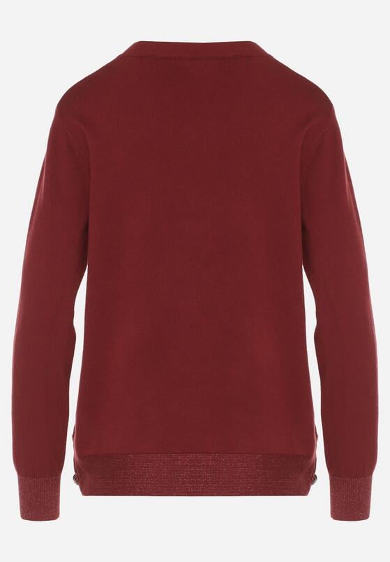 Czerwony Sweter z Guzikami z Boku Tusiana 7
