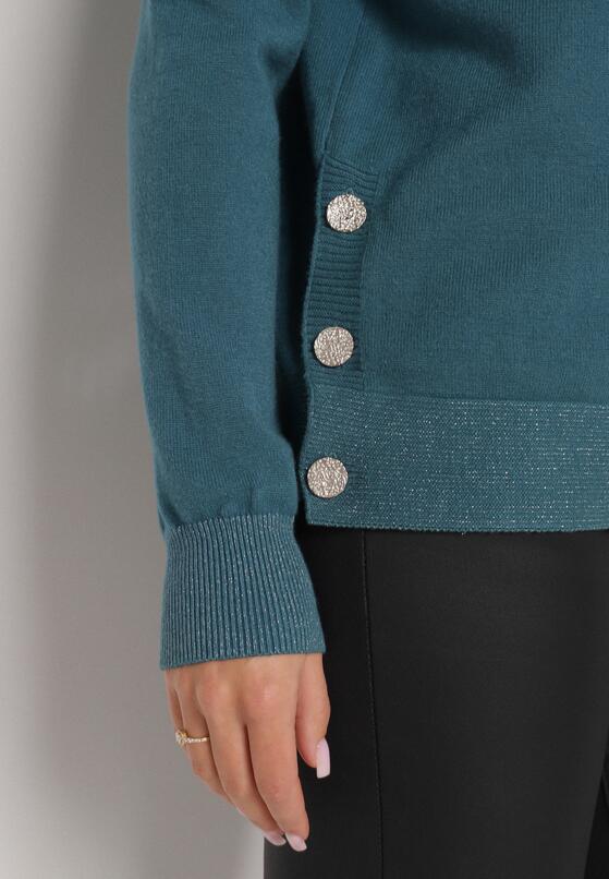 Niebieski Sweter z Guzikami z Boku Tusiana 5