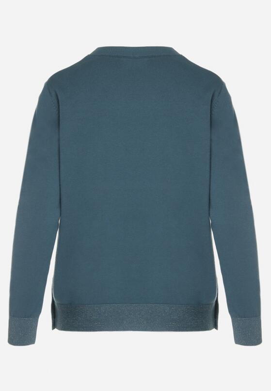 Niebieski Sweter z Guzikami z Boku Tusiana 7