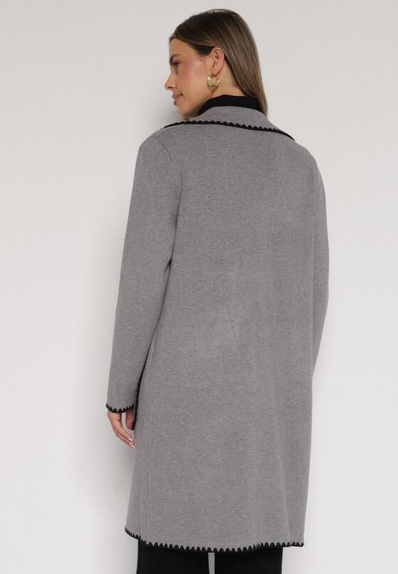Szary Kardigan Ozdobiony Lamówką Tusbena 3