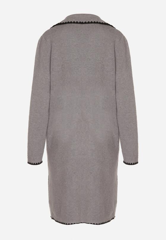 Szary Kardigan Ozdobiony Lamówką Tusbena 7