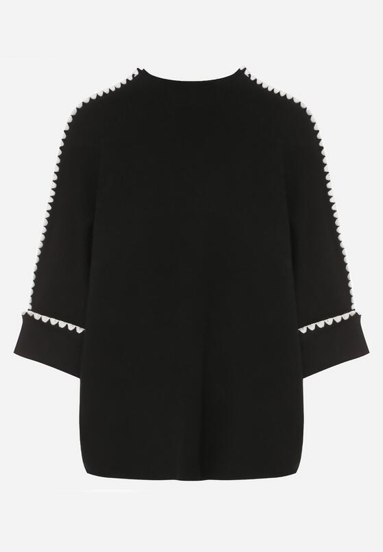 Czarny Sweter z Kontrastową Lamówką Tuselle 6