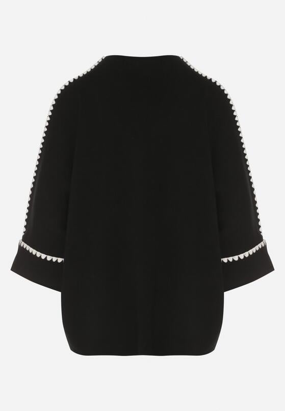 Czarny Sweter z Kontrastową Lamówką Tuselle 7