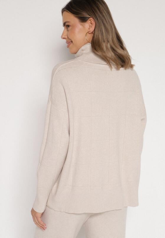 Pulover pe gât Bej 3