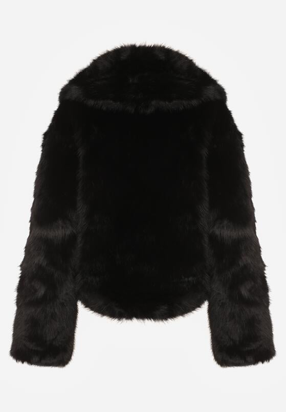 Czarna Kurtka Futrzana z Ozdobnym Kołnierzem Wedoria 7