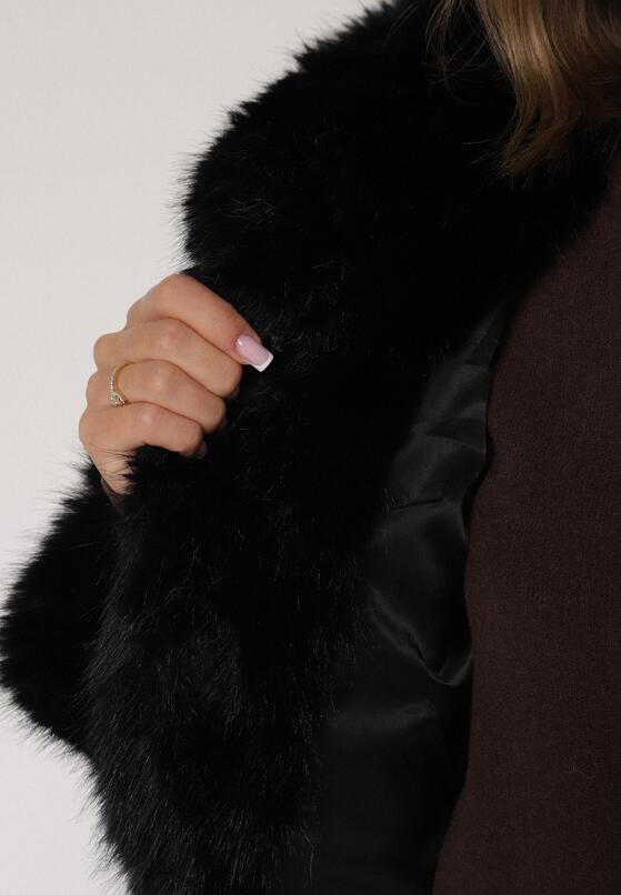Czarna Futrzana Kurtka z Nieodpinanym Kapturem Zetena 5