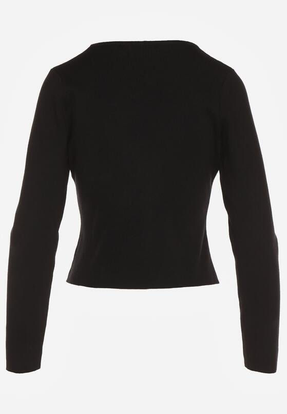 Czarny Sweter z Wiskozą Ozdobiony Guzikami Zetisae 7