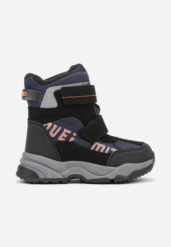 Granatowe Wodoodporne Śniegowce z Ozdobnym Napisem z Boku Linsara 1