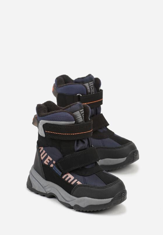 Granatowe Wodoodporne Śniegowce z Ozdobnym Napisem z Boku Linsara 2