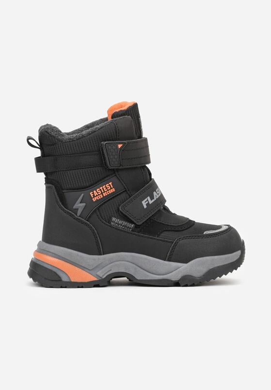 Czarne Wodoodporne Śniegowce Ozdobione Napisami Monessave 1