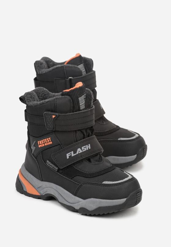 Czarne Wodoodporne Śniegowce Ozdobione Napisami Monessave 2