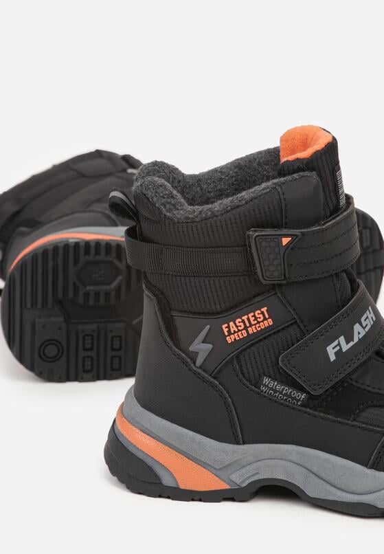 Czarne Wodoodporne Śniegowce Ozdobione Napisami Monessave 3