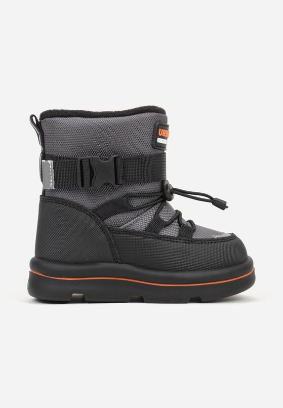 Szare Śniegowce Wodoodporne z Napisem i Paskiem z Klamrą Monariella 1