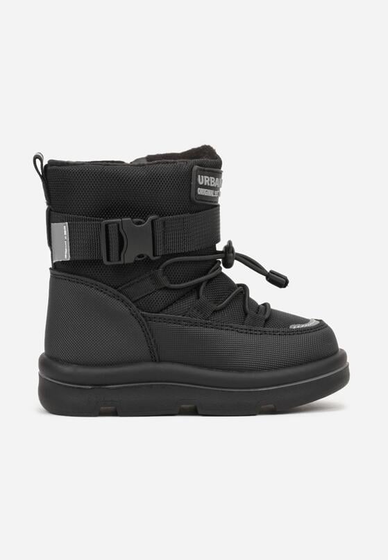 Czarne Śniegowce Wodoodporne z Napisem i Paskiem z Klamrą Monariella 1