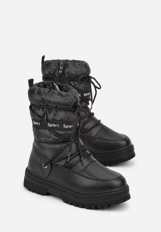 Czarne Pikowane Śniegowce z Oryginalnym Wiązaniem Zetilde 2