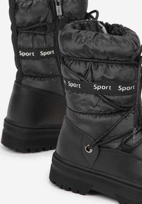 Czarne Pikowane Śniegowce z Oryginalnym Wiązaniem Zetilde 3