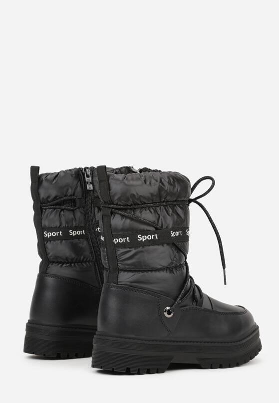 Czarne Pikowane Śniegowce z Oryginalnym Wiązaniem Zetilde 4