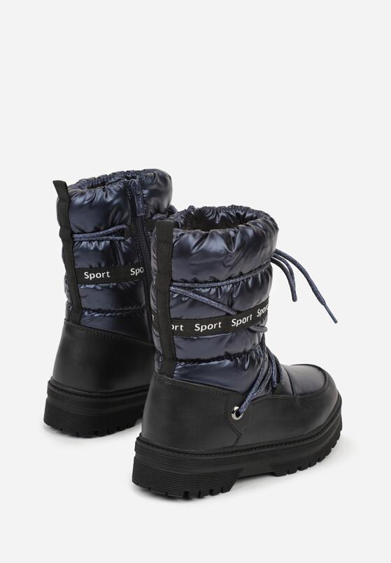 Granatowe Pikowane Śniegowce z Oryginalnym Wiązaniem Zetilde 4