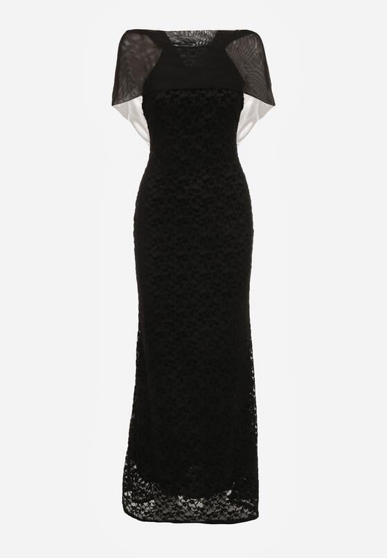 Czarna Asymetryczna Sukienka z Falbaną Nawedina 6