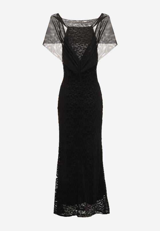 Czarna Asymetryczna Sukienka z Falbaną Nawedina 7