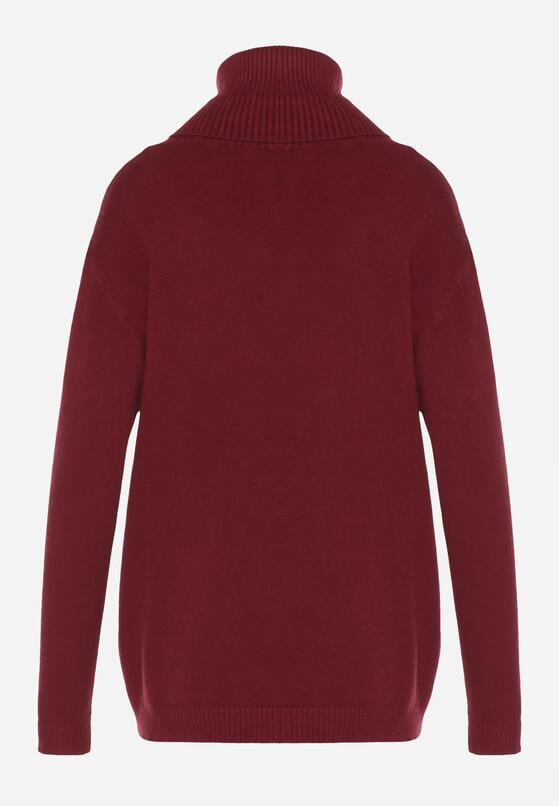 Bordowy Sweter z Golfem i Dodatkiem Kaszmiru Rorizia 7