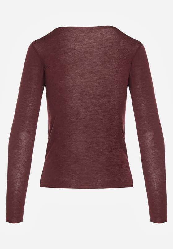 Bordowa Wiskozowa Bluzka z Długim Rękawem z Dodatkiem Kaszmiru Uninda 7