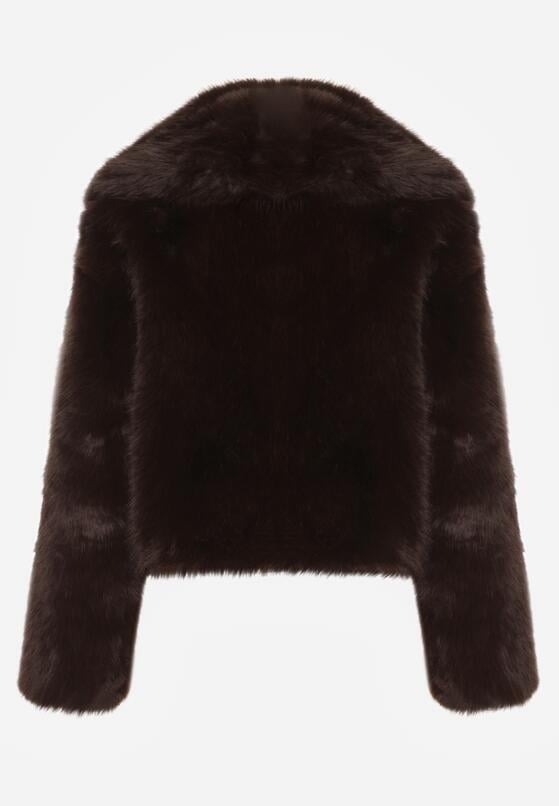 Brązowa Kurtka Futrzana z Ozdobnym Kołnierzem Wedoria 7