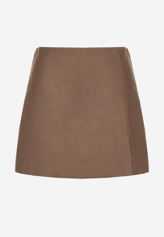 Beżowe Spódnico-Szorty Krótkie z Rozcięciem na Boku Irindel 6