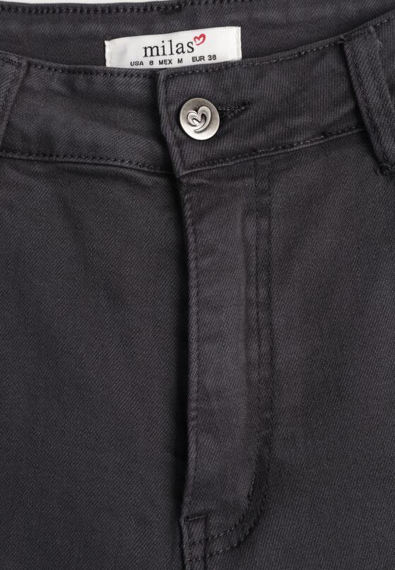 Ciemnoszare Szerokie Jeansy z Wysokim Stanem Vetiluna 8