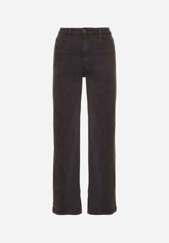 Ciemnoszare Szerokie Jeansy z Wysokim Stanem Vetiluna 6