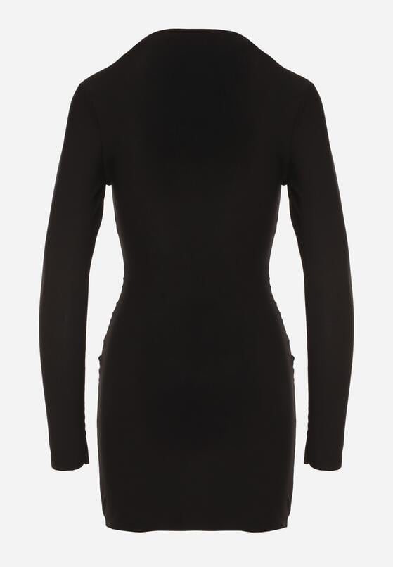 Czarna Dopasowana Sukienka Ozdobiona Metalicznymi Aplikacjami Vetimala 7