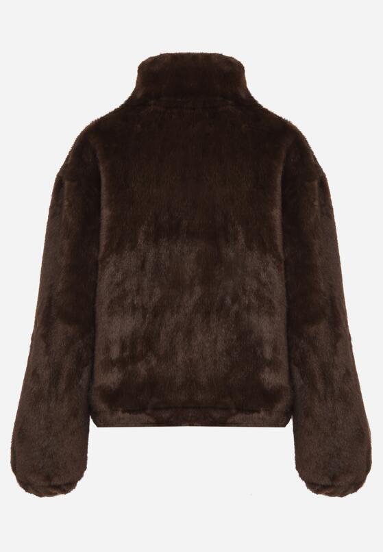 Brązowa Futrzana Kurtka Ozdobiona Kieszeniami Vetilina 7
