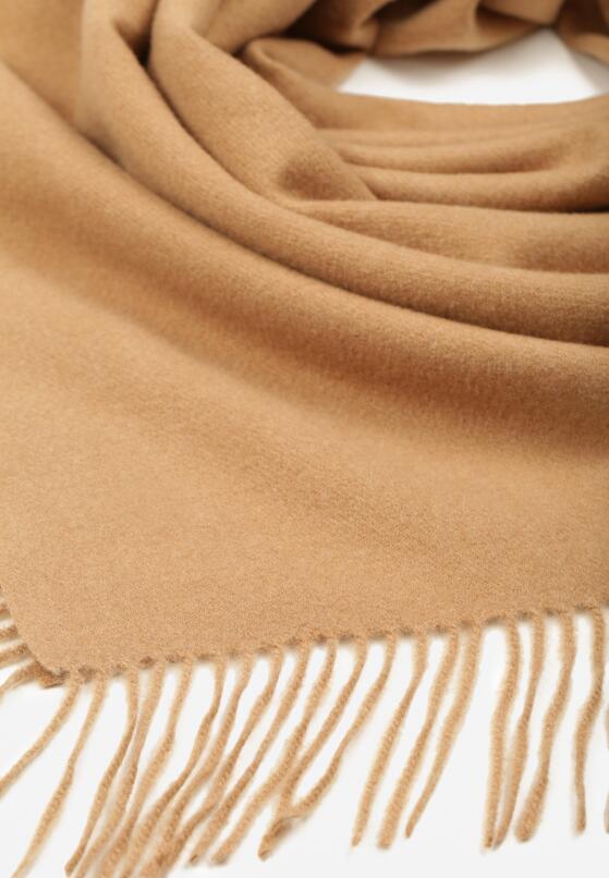 Brązowy Trójkątny Szalik z Wiskozy i Bawełny z Frędzlami Vetirala 2