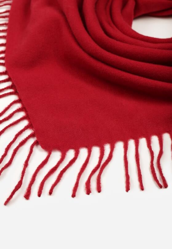 Czerwony Gładki Szalik z Frędzlami Vetiela 2