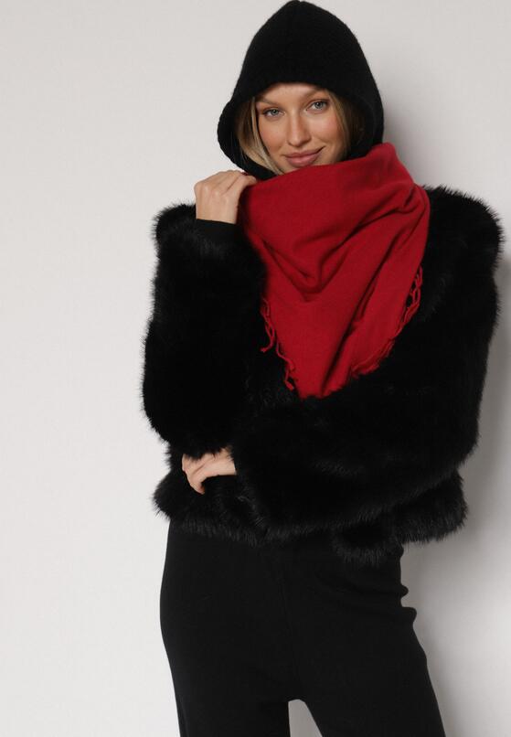 Czerwony Gładki Szalik z Frędzlami Vetiela 1