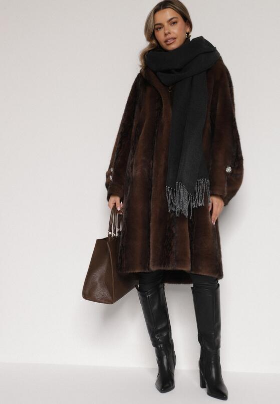 Czarny Klasyczny Szalik z Bawełny i Wiskozy z Frędzlami Vetilisa 1