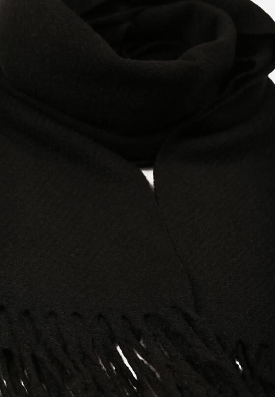 Czarny Klasyczny Szalik Zdobiony Frędzlami Vetilana 2