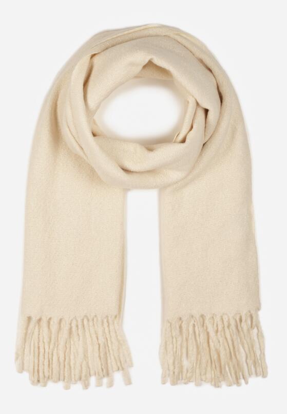 Jasnobeżowy Klasyczny Szalik Zdobiony Frędzlami Vetilana 1