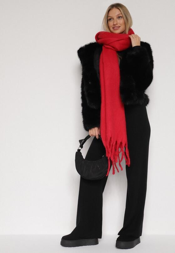 Czerwony Szalik z Frędzlami  Owedarria 2