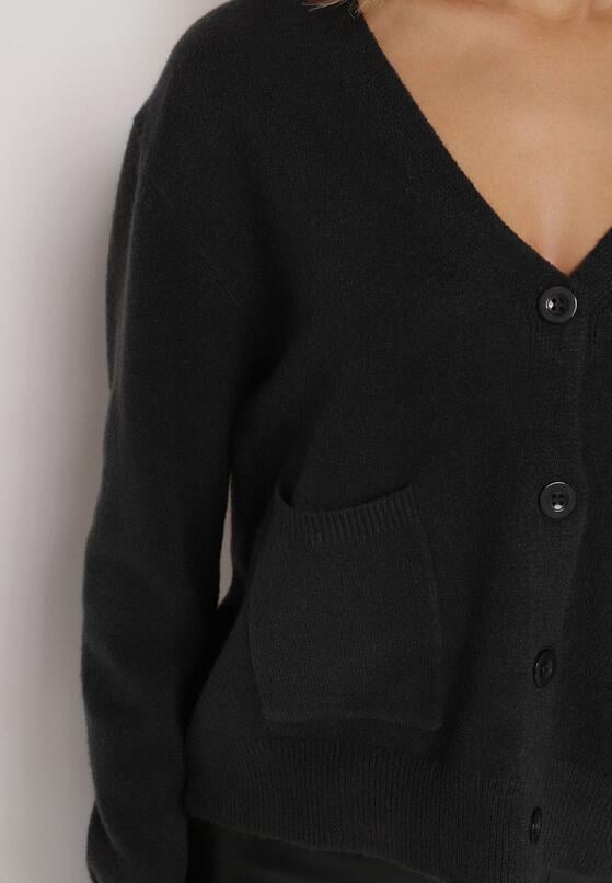Czarny Rozpinany Kardigan z Dodatkiem Kaszmiru Vetirira 5