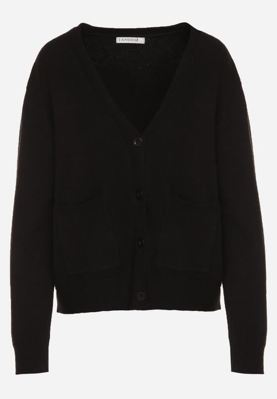 Czarny Rozpinany Kardigan z Dodatkiem Kaszmiru Vetirira 6