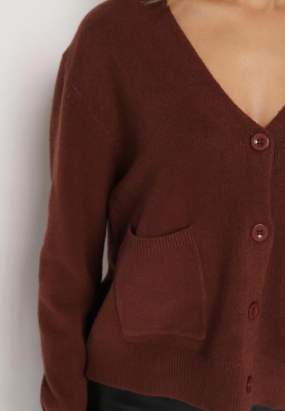 Brązowy Rozpinany Kardigan z Dodatkiem Kaszmiru Vetirira 5