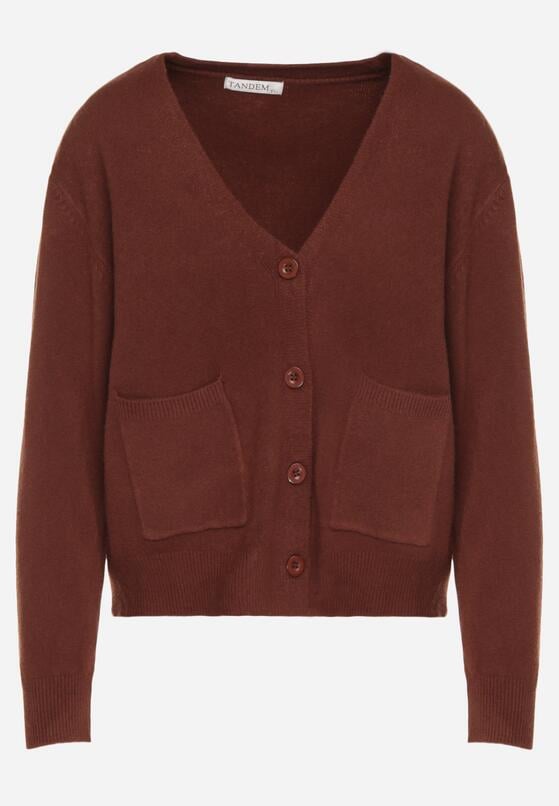 Brązowy Rozpinany Kardigan z Dodatkiem Kaszmiru Vetirira 6