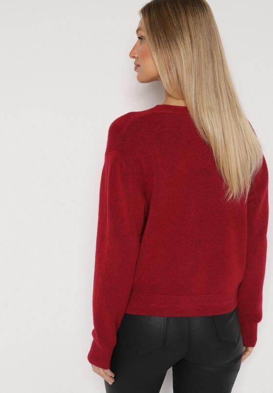 Bordowy Rozpinany Kardigan z Dodatkiem Kaszmiru Vetirira 3