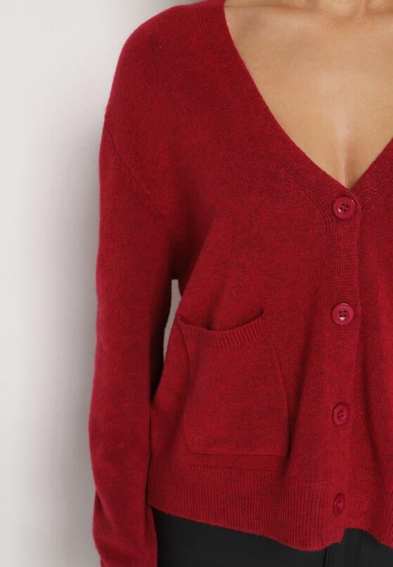 Bordowy Rozpinany Kardigan z Dodatkiem Kaszmiru Vetirira 5