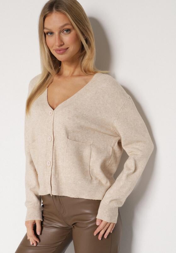Beżowy Rozpinany Kardigan z Dodatkiem Kaszmiru Vetirira 2